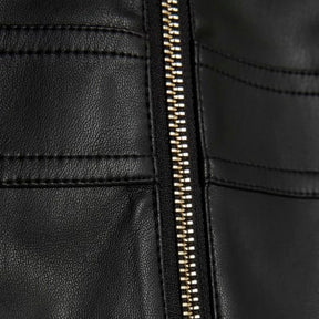 Black Faux Leather Zipped Mini Skirt