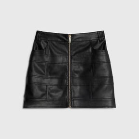 Black Faux Leather Zipped Mini Skirt