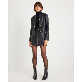 Black Faux Leather Zipped Mini Skirt