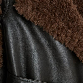 Black Faux Shearling Lined Belted Trench Coat