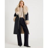Black Faux Shearling Lined Trench Coat