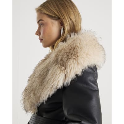 Black Faux Shearling Lined Trench Coat