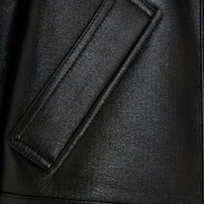 Black Faux Shearling Seam Aviator Jacket