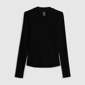 Black Fitted Mini V Neck Top