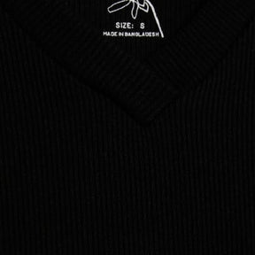 Black Fitted Mini V Neck Top