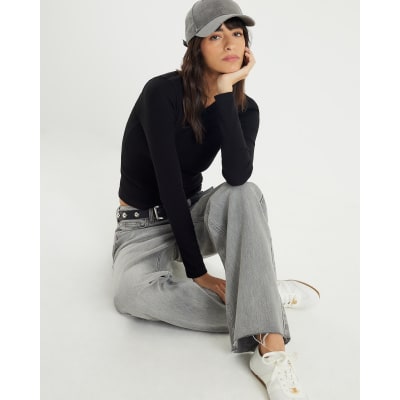 Black Fitted Mini V Neck Top