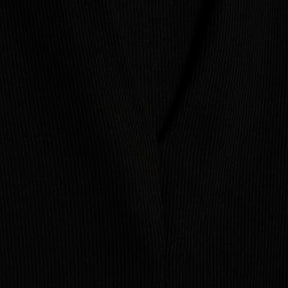 Black Fitted Ribbed V Neck Top