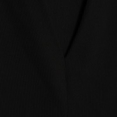 Black Fitted Ribbed V Neck Top