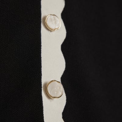 Black Fitted Tipped Neat Cardigan