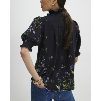 Black Floral Blouse
