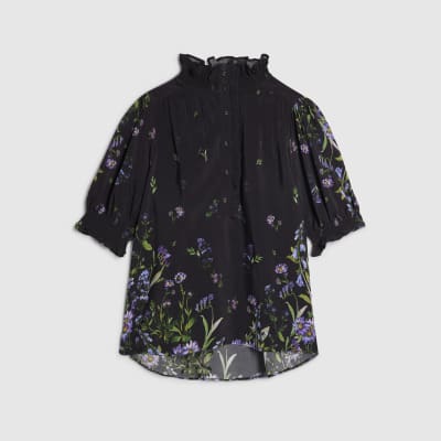 Black Floral Blouse