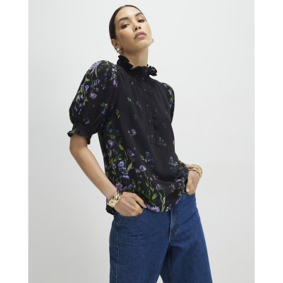 Black Floral Blouse