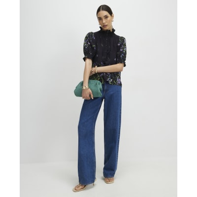 Black Floral Blouse
