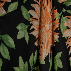 Black Floral Flutter Sleeve Midi Dress