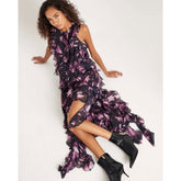 Black floral ruffle maxi dress