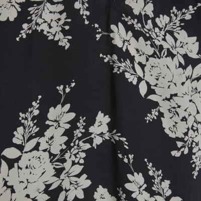 Black Floral Short Sleeve Top