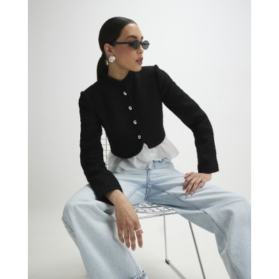 Black Frill Hem Trophy Jacket