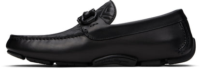 Ferragamo Black Gancini Ornament Driver Loafers