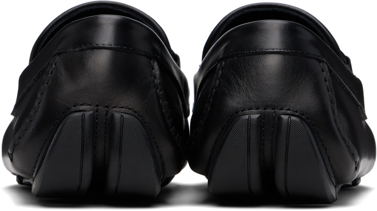 Ferragamo Black Gancini Ornament Driver Loafers
