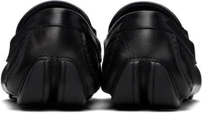 Ferragamo Black Gancini Ornament Driver Loafers