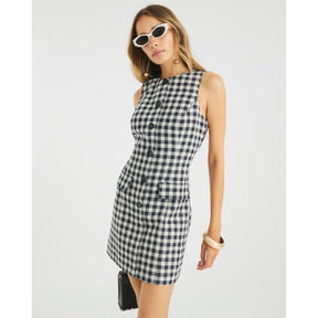 Black Gingham Shift Mini Dress