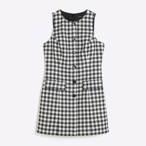 Black Gingham Shift Mini Dress