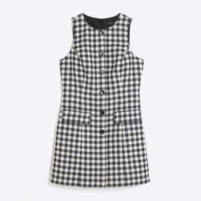 Black Gingham Shift Mini Dress