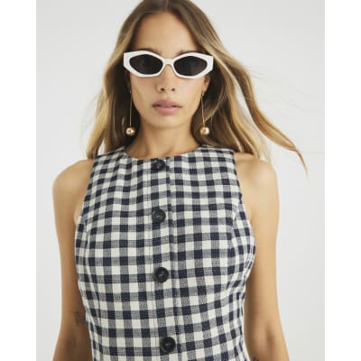Black Gingham Shift Mini Dress