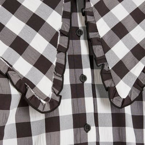 Black Gingham Short Sleeve Collared Shirt