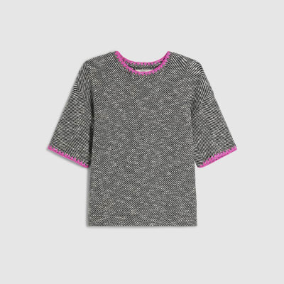 Black Herringbone Whipstitch T-Shirt
