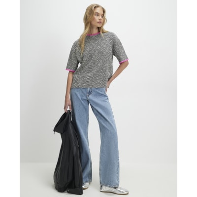 Black Herringbone Whipstitch T-Shirt