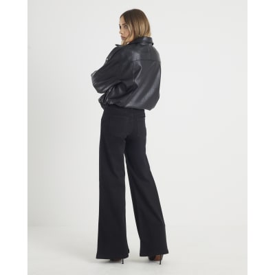 Black High Rise Palazzo Jeans