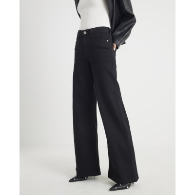 Black High Rise Palazzo Jeans
