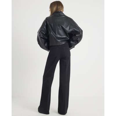 Black High Rise Relaxed Flare Jeans