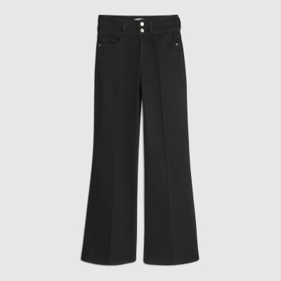 Black High Rise Relaxed Flare Jeans