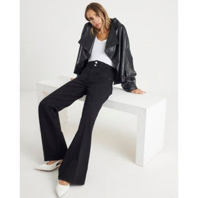 Black High Rise Relaxed Flare Jeans