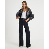Black High Rise Relaxed Flare Jeans