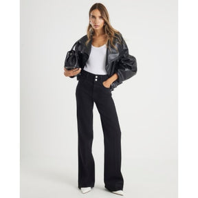 Black High Rise Relaxed Flare Jeans
