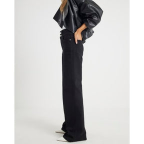 Black High Rise Relaxed Flare Jeans