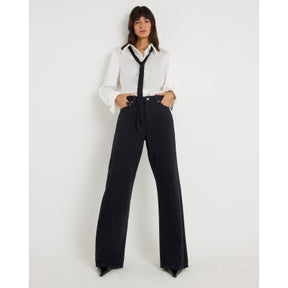 Black High Rise Relaxed Straight Leg Jeans