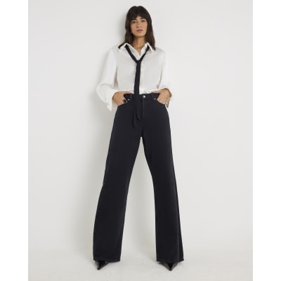 Black High Rise Relaxed Straight Leg Jeans