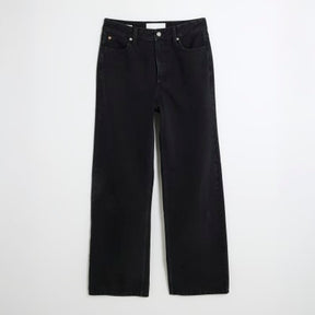 Black High Rise Relaxed Straight Leg Jeans
