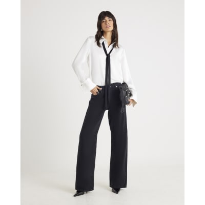 Black High Rise Relaxed Straight Leg Jeans