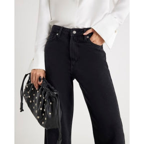 Black High Rise Relaxed Straight Leg Jeans
