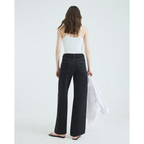 Black High Rise Relaxed Straight Leg Jeans
