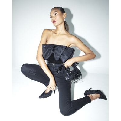 Black High Rise Sculpted Skinny Jeans