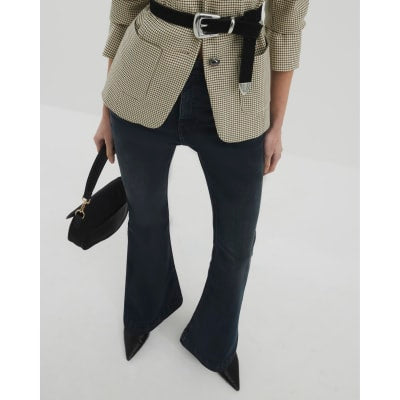 Black High Rise Tummy Hold Flared Jeans