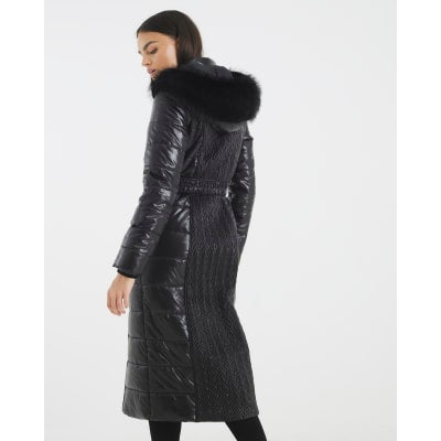 Black High shine Padded coat
