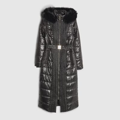 Black High shine Padded coat
