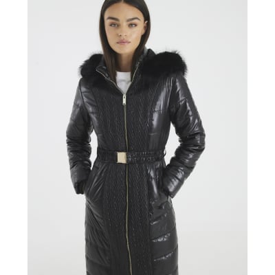 Black High shine Padded coat